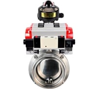 Затвор дисковый DN.ru 304-304-EPDM Ду25 Ру10 пищ.нерж.сталь, пневмопривод, пневмораспределитель, БКВ D050-74159