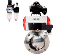 Затвор дисковый DN.ru 304-304-EPDM Ду25 Ру10 пищ.нерж.сталь, пневмопривод, пневмораспределитель, БКВ, БПВ D050-75230