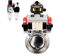 Затвор дисковый DN.ru 304-304-EPDM Ду25 Ру10 пищ.нерж.сталь, пневмопривод, пневмораспределитель, БКВ, БПВ D050-75833