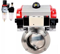 Затвор дисковый DN.ru 304-304-EPDM Ду25 Ру10 пищ.нерж.сталь, пневмопривод, пневмораспределитель, БПВ D050-75077