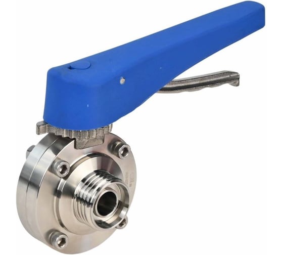 Дисковый затвор DN.ru 304-304-Sil-2W-T-H Ду40 Ру10 пищевая нержавеющая сталь, резьбовой, рукоятка D050-73054 1