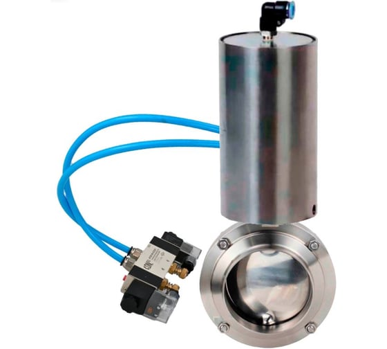 Дисковый затвор DN.ru 304-304-Sil-2W-T-H Ду50 Ру10 пищевая нержавеющая сталь, пневмопривод, БКВ D050-73757