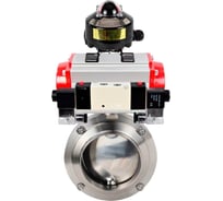 Дисковый затвор DN.ru 304-304-Sil Ду65 Ру10 пищевая нержавеющая сталь, пневмопривод, пневмораспределитель БКВ D050-74181