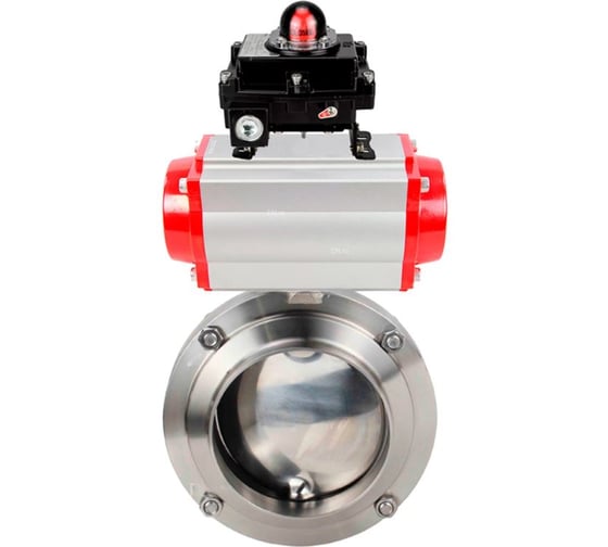 Дисковый затвор DN.ru 304-304-Sil-2W-W-H Ду32 Ру10 пищевая нержавеющая сталь, пневмопривод, БКВ D050-74286 1