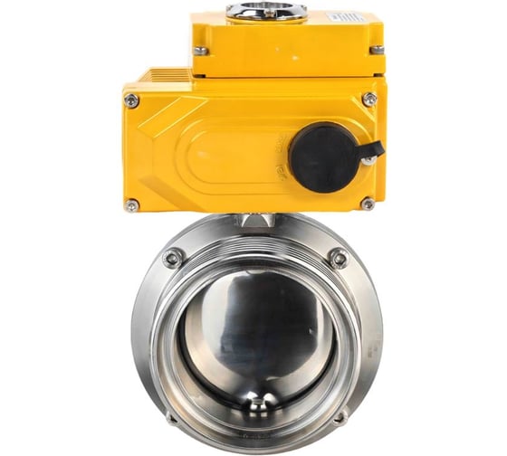 Дисковый затвор DN.ru 304-304-Sil-2W-T-H Ду32 Ру10 пищевая нержавеющая сталь, электропривод 220В D050-73323 1