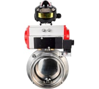 Дисковый затвор DN.ru 304-304-Sil Ду80 Ру10 пищевая нержавеющая сталь, пневмопривод, пневмораспределитель БКВ D050-73867