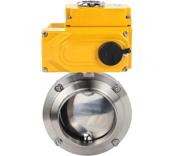 Дисковый затвор DN.ru 304-304-Sil-2W-W-H Ду25 Ру10 пищевая нержавеющая сталь, электропривод 24В D050-73367