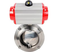 Дисковый затвор DN.ru 304-304-Sil-2W-W-H Ду32 Ру10 пищевая нержавеющая сталь 304, пневмопривод D050-76500