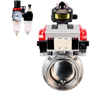 Дисковый затвор DN.ru 304-304-Sil Ду25 Ру10 пищевая нержавеющая сталь, пневмопривод, пневмораспределитель БКВ, БПВ D050-75914