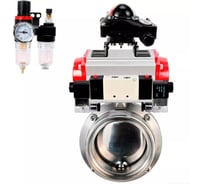 Дисковый затвор DN.ru 304-304-Sil Ду32 Ру10 пищевая нержавеющая сталь, пневмопривод, пневмораспределитель БКВ, БПВ D050-75429