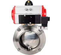 Дисковый затвор DN.ru 304-304-EPDM-2W-W-H Ду25 Ру10 пищевая нержавеющая сталь, пневмопривод, пневмораспределитель D050-76688