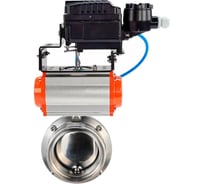 Дисковый затвор DN.ru 304-304-EPDM-2W-T-H Ду50 Ру10 пищевая нержавеющая сталь, пневмопривод, позиционер D050-77024