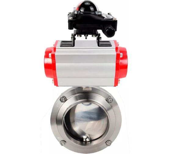 Дисковый затвор DN.ru 304-304-Sil-2W-W-H Ду32 Ру10 пищевая нержавеющая сталь, пневмопривод, БКВ D050-77256 1