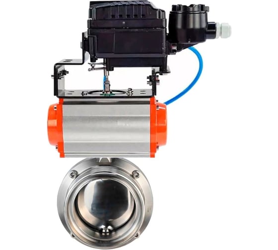 Дисковый затвор DN.ru 304-304-EPDM-2W-T-H Ду80 Ру10 пищевая нержавеющая сталь, пневмопривод, позиционер D050-77188 1