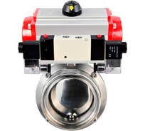 Дисковый затвор DN.ru 304-304-Sil-2W-T-H Ду32 Ру10 пищевая нержавеющая сталь, пневмопривод, пневмораспределитель D050-76995