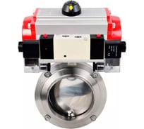 Дисковый затвор DN.ru 304-304-Sil-2W-W-H Ду25 Ру10 пищевая нержавеющая сталь, пневмопривод, пневмораспределитель D050-76877