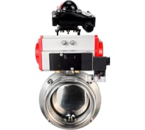 Дисковый затвор DN.ru 304-304-Sil Ду80 Ру10 пищевая нержавеющая сталь, пневмопривод, пневмораспределитель БКВ D050-77485