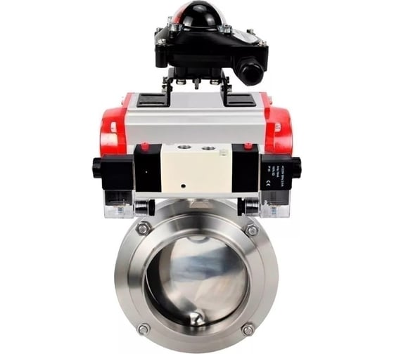 Затвор дисковый DN.ru 304-304-EPDM Ду40 Ру10 пищ.нерж.сталь, пневмопривод, пневмораспределитель, БКВ D050-77617 1