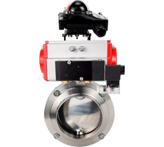 Затвор дисковый DN.ru 304-304-EPDM Ду50 Ру10 пищ.нерж.сталь, пневмопривод, пневмораспределитель, БКВ D050-77456 1