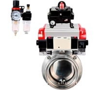 Затвор дисковый DN.ru 304-304-EPDM Ду65 Ру10 пищ.нерж.сталь, пневмопривод, пневмораспределитель, БКВ, БПВ D050-76419