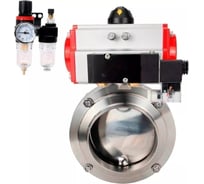 Затвор дисковый DN.ru 304-304-EPDM Ду65 Ру10 пищ.нерж.сталь, пневмопривод, пневмораспределитель, БПВ D050-74802