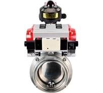 Затвор дисковый DN.ru 304-304-EPDM Ду80 Ру10 пищ.нерж.сталь, пневмопривод, пневмораспределитель, БКВ D050-74110