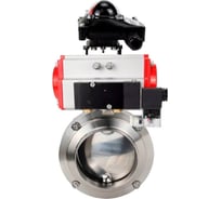 Затвор дисковый DN.ru 304-304-EPDM Ду80 Ру10 пищ.нерж.сталь, пневмопривод, пневмораспределитель, БКВ D050-77458