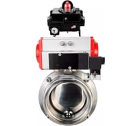 Затвор дисковый DN.ru 304-304-EPDM Ду80 Ру10 пищ.нерж.сталь, пневмопривод, пневмораспределитель, БКВ D050-74434