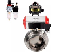 Затвор дисковый DN.ru 304-304-EPDM Ду80 Ру10 пищ.нерж.сталь, пневмопривод, пневмораспределитель, БКВ, БПВ D050-75730