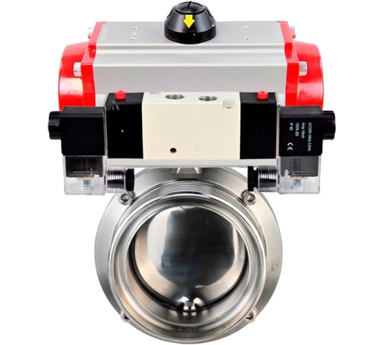 Затвор дисковый DN.ru 304-304-EPDM-2W-T-H Ду25 Ру10 пищ.нерж.сталь,пневмопривод, пн.распр. D050-76967
