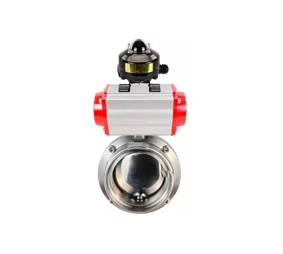 Затвор дисковый DN.ru 304-304-EPDM-2W-T-H Ду40 Ру10 пищ.нерж.сталь,пневмопривод, БКВ D050-73675 1