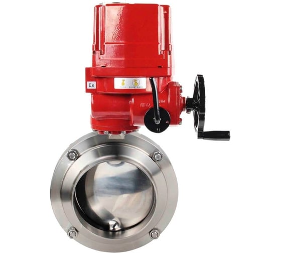 Затвор дисковый DN.ru 304-304-EPDM-2W-T-H Ду25 Ру10 пищ.нерж.сталь,эл.привод взрыв. 220В D050-73565 1