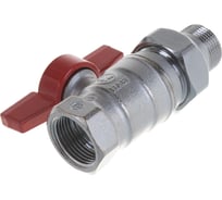 Кран шаровой с отводом Giacomini, стандартный проход, ВР-НР 3/4”F x 3/4”M, ручка-бабочка, красная, хромированный GIA R259X005