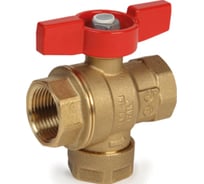 Кран шаровой со встроенным фильтром Giacomini, полнопроходной, ВР-ВР 1", ручка - бабочка красная, нехромированный GIA R701FY025