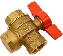 Кран шаровой со встроенным фильтром Giacomini, полнопроходной, ВР-ВР 3/4", ручка - бабочка красная, нехромированны GIA R701FY024