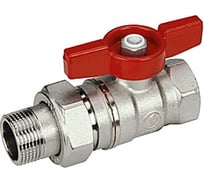 Кран шаровой с отводом Giacomini, стандартный проход, ВР-НР 1”F x 1”M, ручка-бабочка, красная, хромированный GIA R259X007