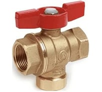 Кран шаровой со встроенным фильтром Giacomini GIA, полнопроходной, ВР-ВР 1/2, ручка - бабочка красная, нехромированный R701FY023