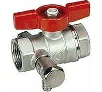 Кран шаровой со сливом Giacomini, стандартный проход, ВР-ВР 1”, сливной кран 1/4”, ручка-бабочка, красная, хромированный GIA R251SX005