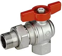 Кран шаровой угловой полнопроходной с отводом Giacomini GIA, ВР-НР 1F x 1M, ручка-бабочка, красная, ВР-НР, хромированный R789X007