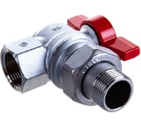 Кран шаровой угловой полнопроходной с отводом Giacomini GIA, ВР-НР 3/4F x 3/4M, ручка-бабочка, красная, хромированный R789X005