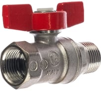 Кран шаровой GIA Giacomini, стандартный проход, ВР-НР 1/2”, ручка-бабочка, красная, хромированный R254X003