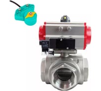 Кран шаровой DN.ru RP.SS316.200-ISO L-тип Ду20 Ру63 пн.привод пневмораспр магн. перекл-ль D160-62972