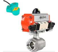 Кран шаровой DN.ru КШМП.316.230-ISO Ду15 Ру63 с пневмоприводом, пн.распределителем, МППП D160-62741