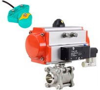 Кран шаровой DN.ru КШПП 316.200-ISO Ду15 Ру63 пневмопривод, пневмораспределитель, магнитный переключатель D160-62866