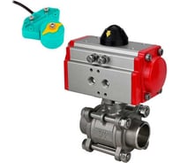 Кран шаровой DN.ru КШПП 316.200-ISO Ду10 Ру63, пневмопривод, магнитный переключатель D160-62905