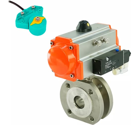 Кран шаровой DN.ru КШмФП.316.200 Ду20 Ру16, пневмопривод, пневмораспределитель, магнитный перекл-ль D160-62591 1