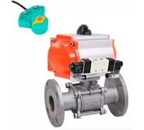 Кран шаровой DN.ru КШФПТ.304.180 Ду15 Ру40, пневмопривод, пневмораспределитель, магнитный перекл-ль D160-62502