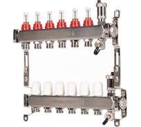 Коллектор ROYAL THERMO нержавеющая сталь, в сборе, с расходомерами, 1 ВР-3/4 НР, с автоматоматическими воздухоотводами, 6 выходов НС-1665627