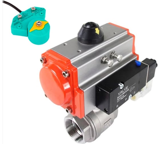 Кран шаровой DN.ru КШМП.316.230-ISO Ду100 Ру40 пн.привод, пневмораспр, магн. перекл-ль D160-62719 1