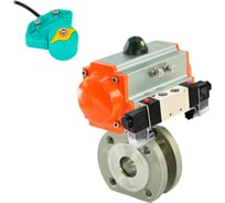 Кран шаровой DN.ru КШмФП.316.200 Ду100 Ру16, пн.привод, пневмораспр., магнитный перекл-ль D160-62609